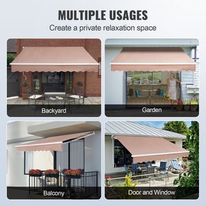 Tenda da Sole Retrattile Manuale 3,6 x 3 m, Resistente all'Acqua, in Poliestere per Patio Esterno, Porta e Finestra, Dimensione Massima 6m - Product Image 6
