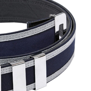 Ceinture en nylon bleu formel avec boucle en alliage argenté et motif emblème d'aigle - Product Image 5