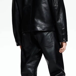 Custom Designed Men's Genuine Cowhide Leather Canvas Pants Vintage Style Waterproof Flexible OEM Service - Product Image 5