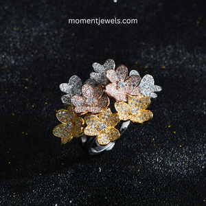 Anillo de Plata de Ley 925 con Flor para Mujer, Estilo Elegante y Dulce, Incrustaciones de Circonio Blanco, Anillo de Dedo con Diseño Floral, Joyería Diaria - Product Image 3
