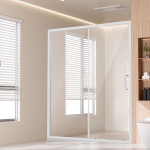 Porta Scorrevole per Doccia Semi-Frameless 57.7 x 59 W x 70 H Pollici, Vetro Temperato Trasparente da 1/4 di Pollice, Impermeabile, Spessore 10mm - Product Image 1