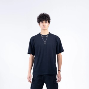 Men's Black Short Sleeve <b>T</b>-Shirt 100% Cotton Jersey Regular Fit O-Neck Casual Letter Print <b>Back</b> Logo Knitted Fabric - Product Image 2