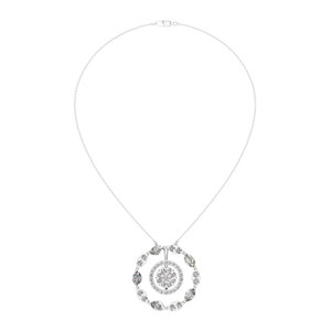 Colgante de Halo de círculo de diamante natural para mujer Plata de Ley 925 redonda y diamantes de corte Marquesa chapado en oro blanco - Product Image 3