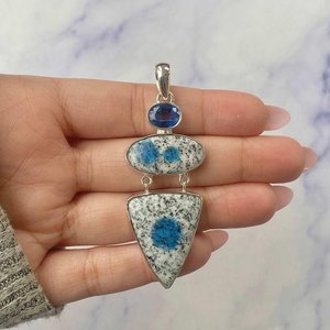 จี้เพชรพลอยธรรมชาติ NIKHIL GEMS K2 แจสเปอร์ วินเทจ สำหรับงานหมั้น ประดับไคยาไนต์ เงินแท้ 925 รับรองโดยบุคคลที่สาม OEM - Product Image 2
