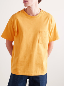 Camiseta de Algodón Suave Color Naranja Claro para Hombre, Transpirable, con Bolsillo, Estilo Casual para Uso Diario, Venta al Por Mayor - Product Image 2