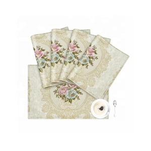 Juego de manteles individuales Vintage Jacquard bordado Beige de 4 manteles individuales de tela personalizados lavables de 12x18 pulgadas para comedor - Product Image 6