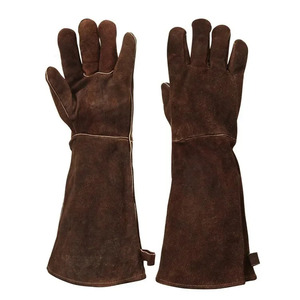Gants de travail en cuir résistants à la chaleur, 14 pouces, manchette droite, finition lisse, protection anti-chaleur, gants de sécurité - Product Image 3
