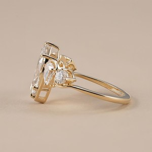 Gorgeous 2.02CT Marquise Cut Diamond Wave Style Band <b>Ring</b> Lab Grown 14K Yellow Gold For Wedding Promise Jewelry For Brides - Product Image 4