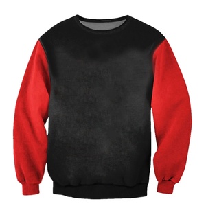 เสื้อสเวตเชิ้ตคอกลมแขนยาวสีดำแดงตัดกันสำหรับผู้ชาย เสื้อสวมหัวลำลองสำหรับฤดูใบไม้ร่วงและฤดูหนาว - Product Image 1