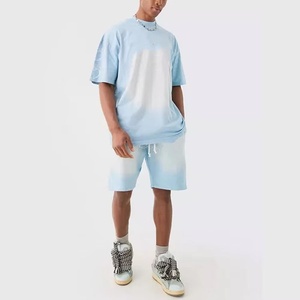 Ensemble décontracté deux pièces pour homme, été, séchage rapide, respirant, polyester/coton, t-shirt à manches courtes uni et short - Product Image 2
