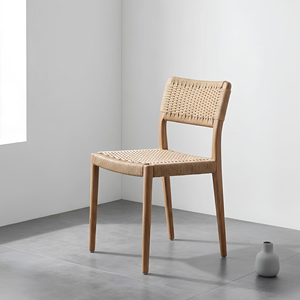Luxury Solid <b>Teak</b> Wood Woven Rope Dining <b>Chair</b> Modern Handwoven Beige Side <b>Chair</b> for Garden Restaurant Hotel Outdoor Patio Decor - Product Image 2