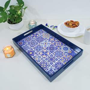 Bandeja de Madera Artesanal para Servir Aperitivos, Té, Cocina y Comedor, Decoración, Bandeja para Servir Postres, Disponible al Mejor Precio - Product Image 4