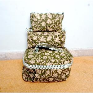 ชุดกระเป๋าใส่เครื่องสำอางแบบพกพา ทำจากผ้าฝ้ายรักษ์โลก ลายบล็อกแฮนด์เมด 3 ใบ ขนาดใหญ่ กันน้ำ ซิปแบบวินเทจ ปรับแต่งได้ - Product Image 3