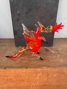 Handcrafted Glass <b>Dragon</b> Figurine Red Orange Transparent Contemporary <b>Art</b> Decor Living Room Display 14+ Years Old - Product Image 4