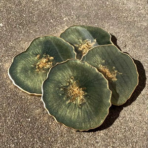 Decorative Resin Coaster Set 5mm Vintage Style for Festive <b>Table</b> Arrangement Modern Home Interior Styling Drink <b>Protection</b> Use - Product Image 1