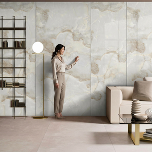 Large Format Claudia Onyx <b>White</b> High <b>Gloss</b> Porcelain Sintered Stone Slabs 1600x3200mm 12mm for Luxury <b>Dining</b> & Bedroom Interiors - Product Image 4