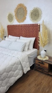 Natural Wooden Cane Weave Headboard for <b>Queen</b> Bed Handcrafted Modern Boho Farmhouse Bedroom Furniture Decor - Product Image 6