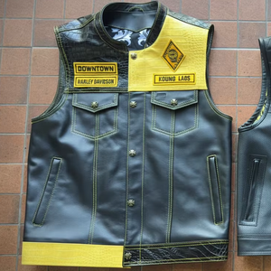 เสื้อกั๊กหนังสองสีสไตล์ไบค์เกอร์ - Product Image 1