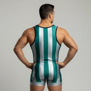 Combinaisons de lutte athlétiques unisexes personnalisables avec nom d'équipe et de joueur, sous-vêtements de fitness sculptants pour la lutte - Product Image 4
