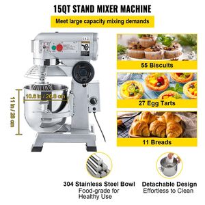 Impastatrice Commerciale in Acciaio Inox da 500W 15Qt con Funzione Timer per Uso in Panetteria - Product Image 1