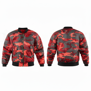 Blouson bomber camouflage imprimé sur toute la surface, matière personnalisée, fermeture éclair, veste coupe-vent décontractée pour l'extérieur, veste streetwear tendance - Product Image 3