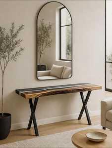 <b>Black</b> Ocean Epoxy Resin <b>Console</b> <b>Table</b> Live Edge Wood Living Room Furniture Handmade Modern Luxury Durable Floor Mount Indoor Use - Product Image 4