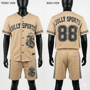 Mens Baseball Jersey Short <b>Set</b> GSM Premium Polyester Mesh Brown Pinstripe Panels Sublimation Custom Logo men short <b>set</b> for men's - Product Image 5