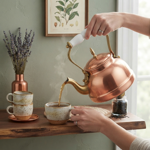 Tetera de Cobre Puro con Asa de Madera, Hervidor de Agua Tradicional Hecho a Mano para Té y Café, Utensilios de Cocina, Proveedor de Exportación - Product Image 4