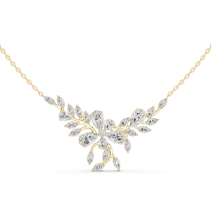 14K Yellow Gold Lab Grown Diamond Yellow Gold Marquise Diamond Floral Vine <b>Necklace</b> for Women Luxury <b>Statement</b> Bridal Jewelry - Product Image 4