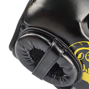 Protège-tête de boxe en cuir PU jaune avec motif animalier noir, fermeture auto-agrippante, équipement de protection pour adultes unisexe - Product Image 4