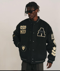 DCY Custom Breathable PU Leather Puffer <b>Jacket</b> Blanks with Custom <b>Rhinestone</b> Embroidery Unisex Sports <b>Jacket</b> - Product Image 5