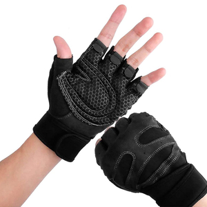 <b>Half</b> Finger Gym Gloves Breathable Lightweight Vinyl Adjustable Wrist Strap Non <b>Slip</b> Fitness Weight Lifting Training Unisex - Product Image 1