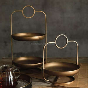 Support à gâteaux plaqué or 3 niveaux hauts supports à gâteaux fruits cupcakes plateau présentoir à pâtisserie en métal style moderne - Product Image 6