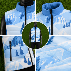 Gilet matelassé d'hiver personnalisé imprimé par sublimation, unisexe, avec motif montagne, sans manches, coupe-vent, chaud, pour activités de plein air - Product Image 6
