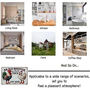 Divertente Insegna da Parete in Legno per Amanti dei Polli: un Gallo Anziano e un Pulcino Carino, Regalo Divertente per Appassionati di Fattoria - Product Image 2
