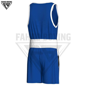 Shorts MMA et débardeurs d'entraînement respirants pour hommes, personnalisables, multifonctionnels, en tissu extensible lavé, couleur bleu et blanc, pour le sport et la boxe - Product Image 4