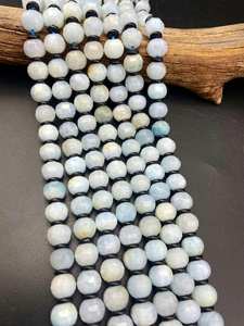 Perles de pierre précieuse aquamarine naturelle, facettées, magnifiques perles de cristal bleu, belle qualité pour la création de bijoux, enfilées. - Product Image 3