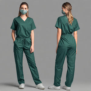 Uniformes de Enfermería para Hospital, Conjunto de Dos Piezas de Algodón Elástico Tejido, Traje de Enfermería Transpirable y Cómodo - Product Image 2