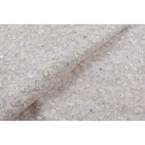 Tissu en filet blanc à paillettes teignable avec broderie florale, largeur 40 pouces, style points dorés - TFAB DYE CHANDERI 336 - Product Image 1
