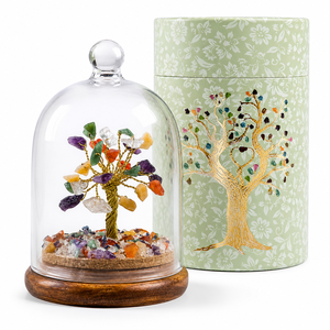 Arbre en cristal naturel œil porte-bonheur en gros sous dôme de verre, bonsaï artisanal en pierres précieuses, décoration maison et bureau, cadeau, Feng Shui, guérison - Product Image 5
