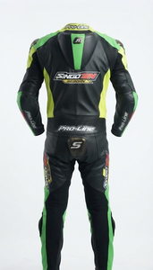Combinaison de course moto en cuir véritable Rawasaki pour homme, en cuir de vache/canguro, 1 pièce, équipement de course en cuir pour la course sur circuit, niveau 2 CE - Product Image 2