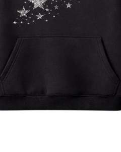 Sudadera con capucha negra extragrande con estrella de pedrería, de forro polar grueso, con bolsillo canguro, estilo urbano, fabricante personalizado, para hombre - Product Image 2