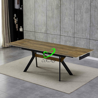 Ensemble de table et chaises de salle à manger pliantes et rétractables classiques uniques en MDF pour 6 personnes, meubles de salle à manger pour hôtel