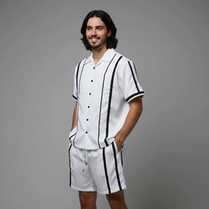 Ensemble short et coupe-vent imprimé color block délavé à l'acide, personnalisé, fonctionnel, léger, zippé, pour homme, en nylon vierge, coupe régulière - Product Image 4