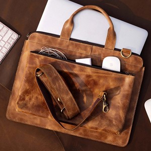 Custom Logo Genuine Leather 14'' Crossbody Laptop Satchel <b>Bag</b> <b>for</b> <b>Men</b> Women Office Travel Wholesale Computer <b>Bag</b> - Product Image 6