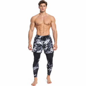 Leggings de Compresión 2 en 1 para Hombre al por Mayor, Pantalones Cortos Deportivos con Cordón en la Cintura, Ropa de Yoga, Leggings de Poliéster para Hombre, Leggings 2 en 1 - Product Image 2