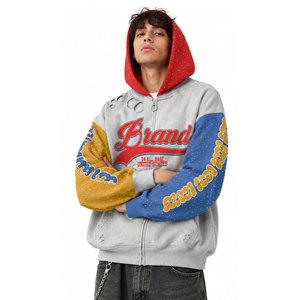 Brand Zip-Up Hoodie <b>Men</b> Casual Printed <b>Red</b> Hood Knitted <b>Sweatshirt</b> Autumn Fashion Regular Fit Pocket Design Hoodie - Product Image 5
