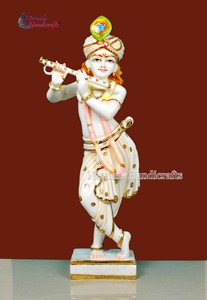 Estatua Tradicional de Krishna en Resina Superfina con Flauta |   Ídolo del Dios Hindú Krishna Hecho a Mano |   Decoración para el Hogar y el Templo - Product Image 2