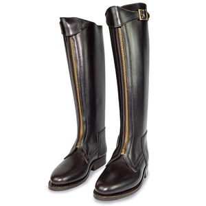 Bottes d'équitation pour hommes, bottes de cowboy respirantes en cuir véritable marron à lacets, bottes longues jusqu'au genou - Product Image 1