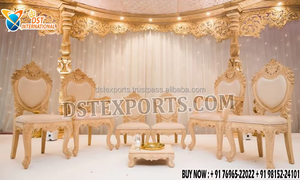 Chaises de mariage hindoues élégantes pour la cérémonie Phera, finition antique, chaises de mariage Maharaja, achetez un ensemble de chaises Vedi pour mariage indien, vente au Royaume-Uni - Product Image 5